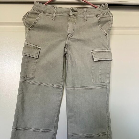 Art Class Tan Gray Wide Leg Cargo Denim Jeans Pants Size 12 - Picture 1 of 6